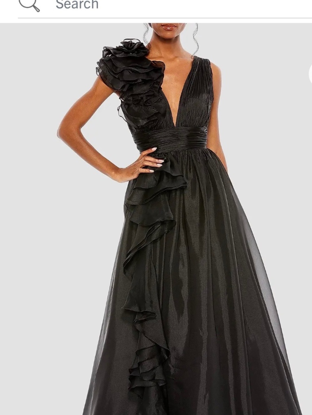 Macduggal ruffle dress-black